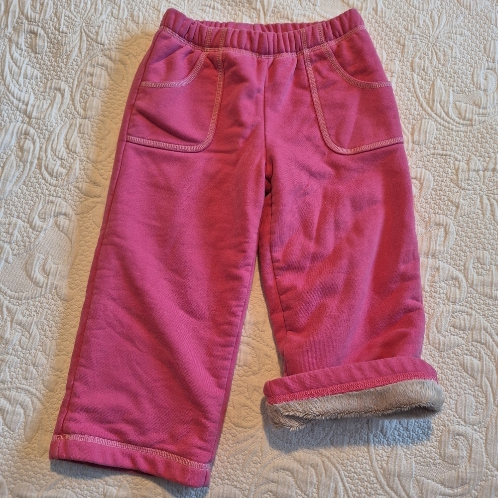 L.L. Bean girls size 4T fuzzy lined pull on pants, VGUC